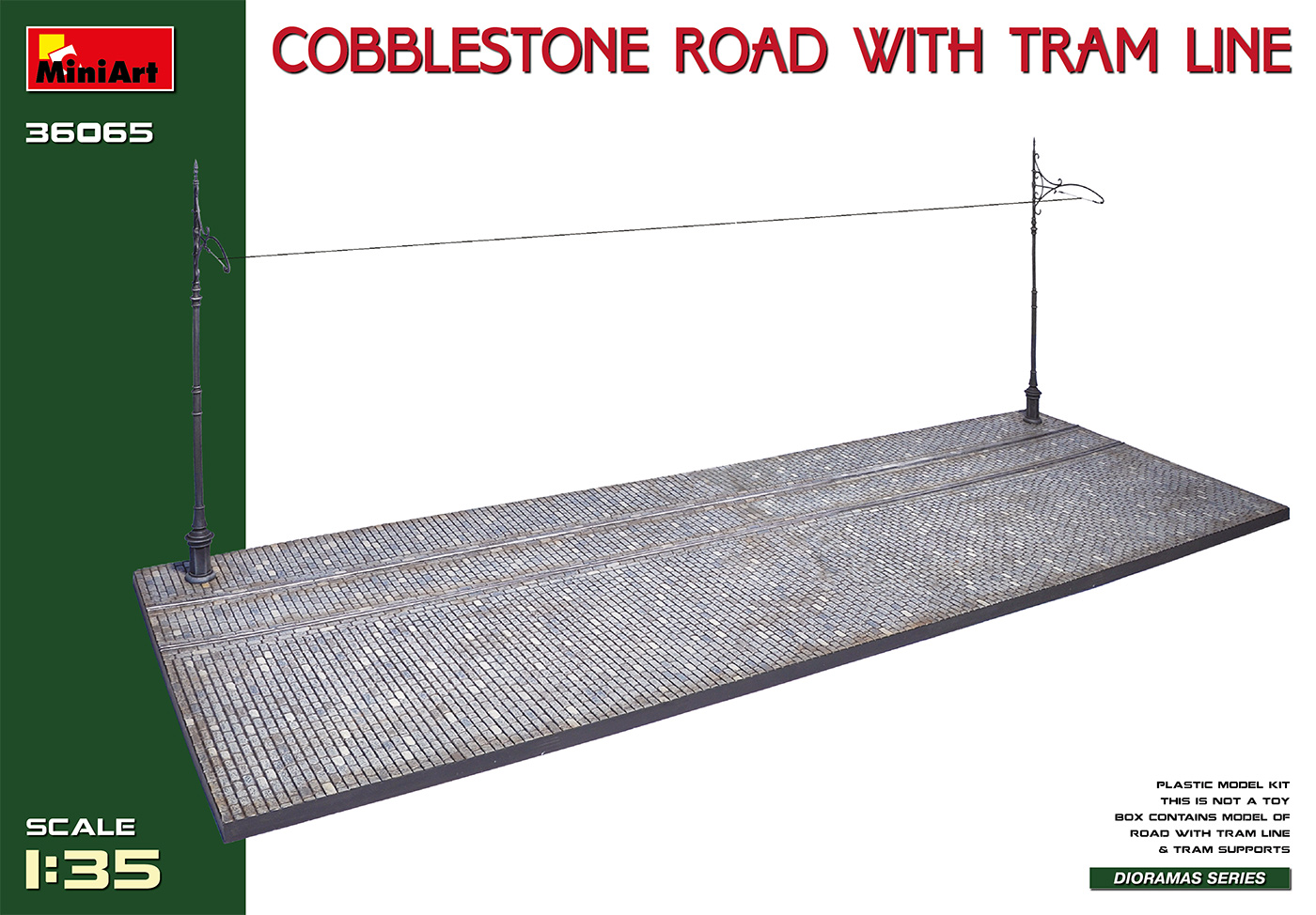 1/35 Cobblestone Road w Tram Line (Injection mold)