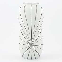 Stig Lindberg (Filigran 1951) Modern White Vase with Graphic Decor #218C 15 cm