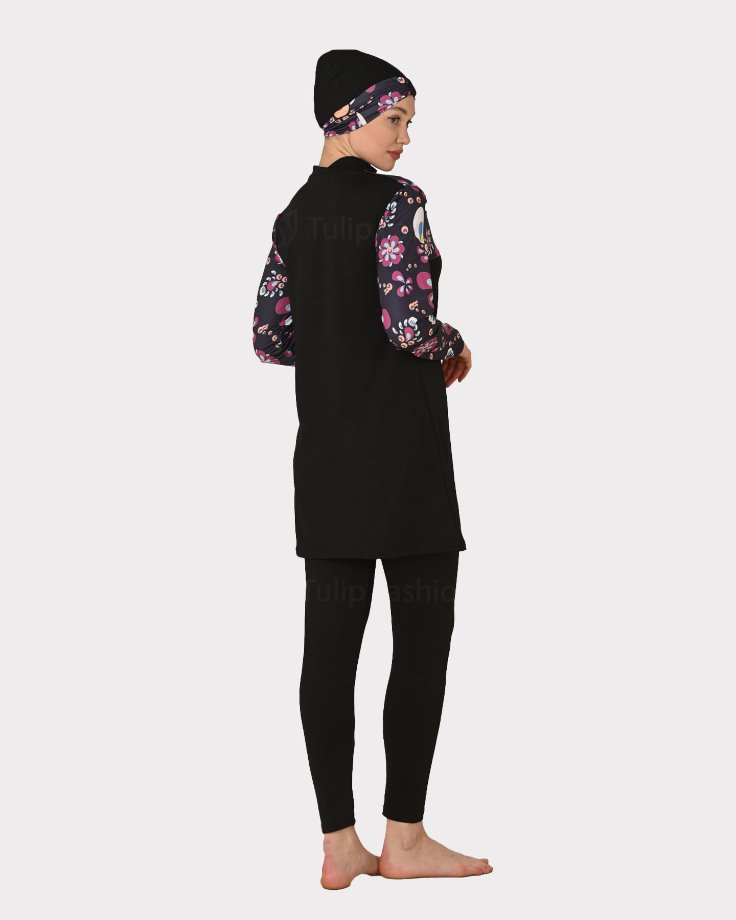 Muslim Swimsuit with hijab - Black - 4