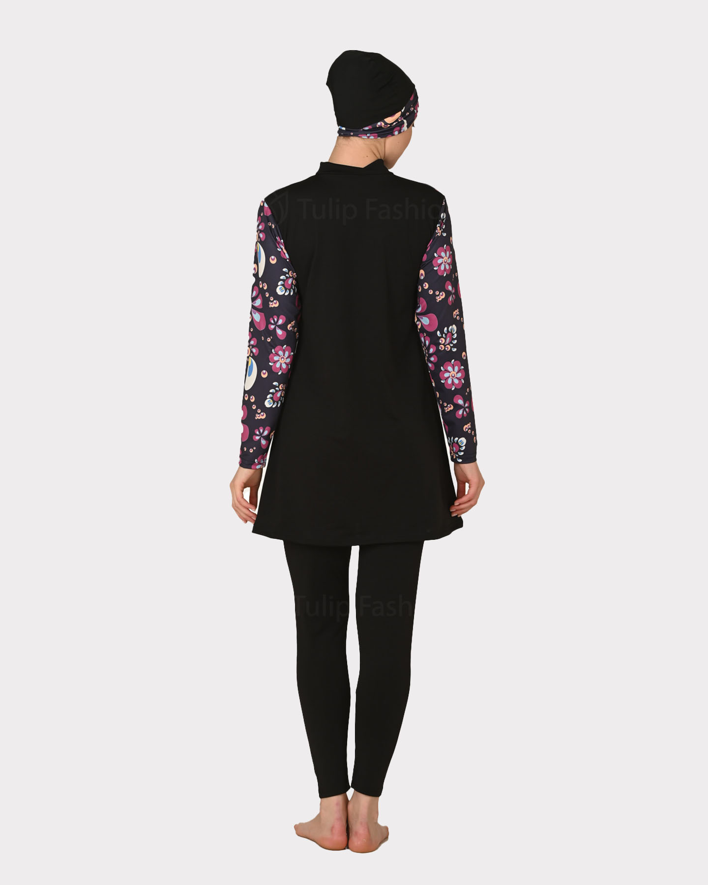Muslim Swimsuit with hijab - Black - 3