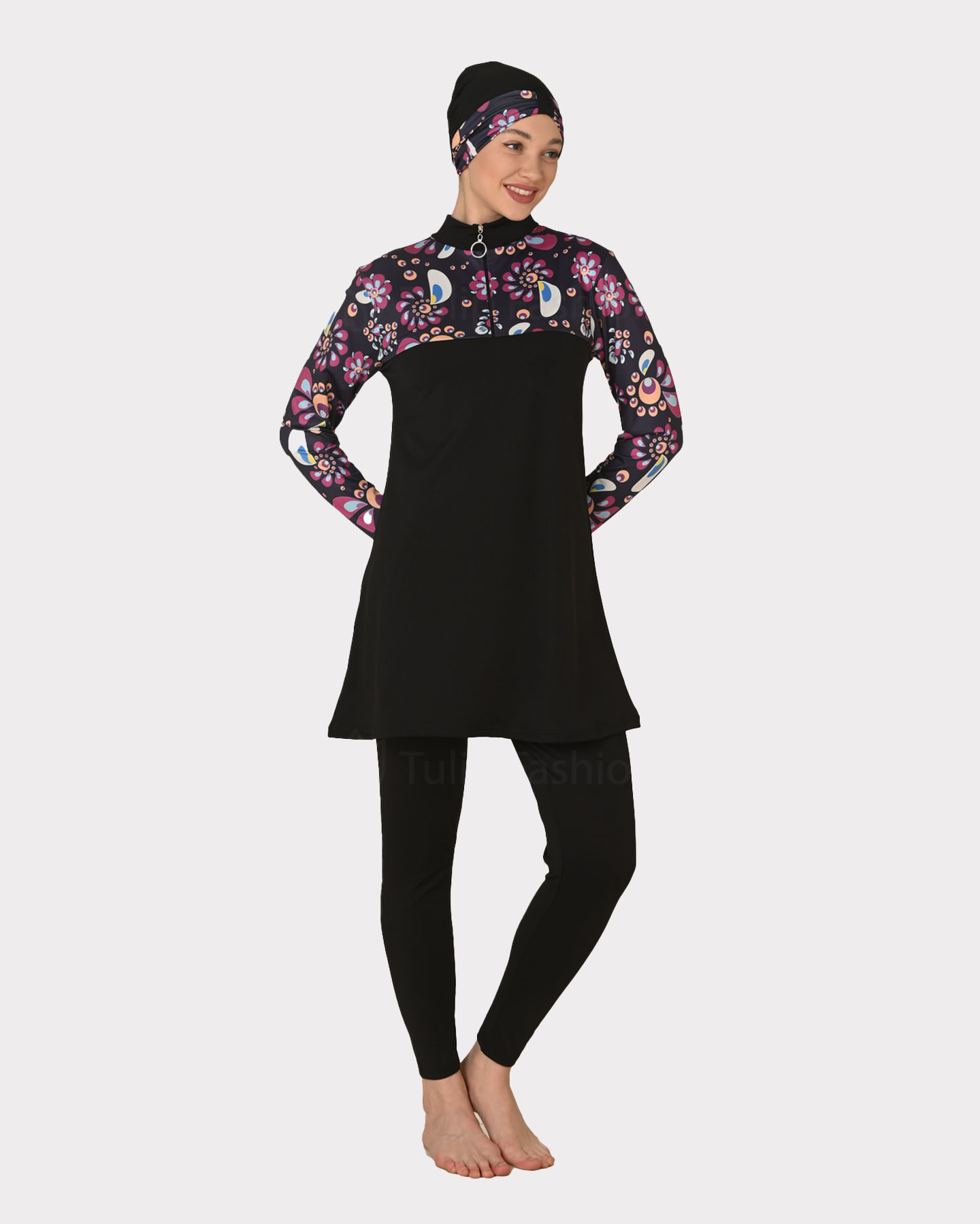 Muslim Swimsuit with hijab - Black - 2