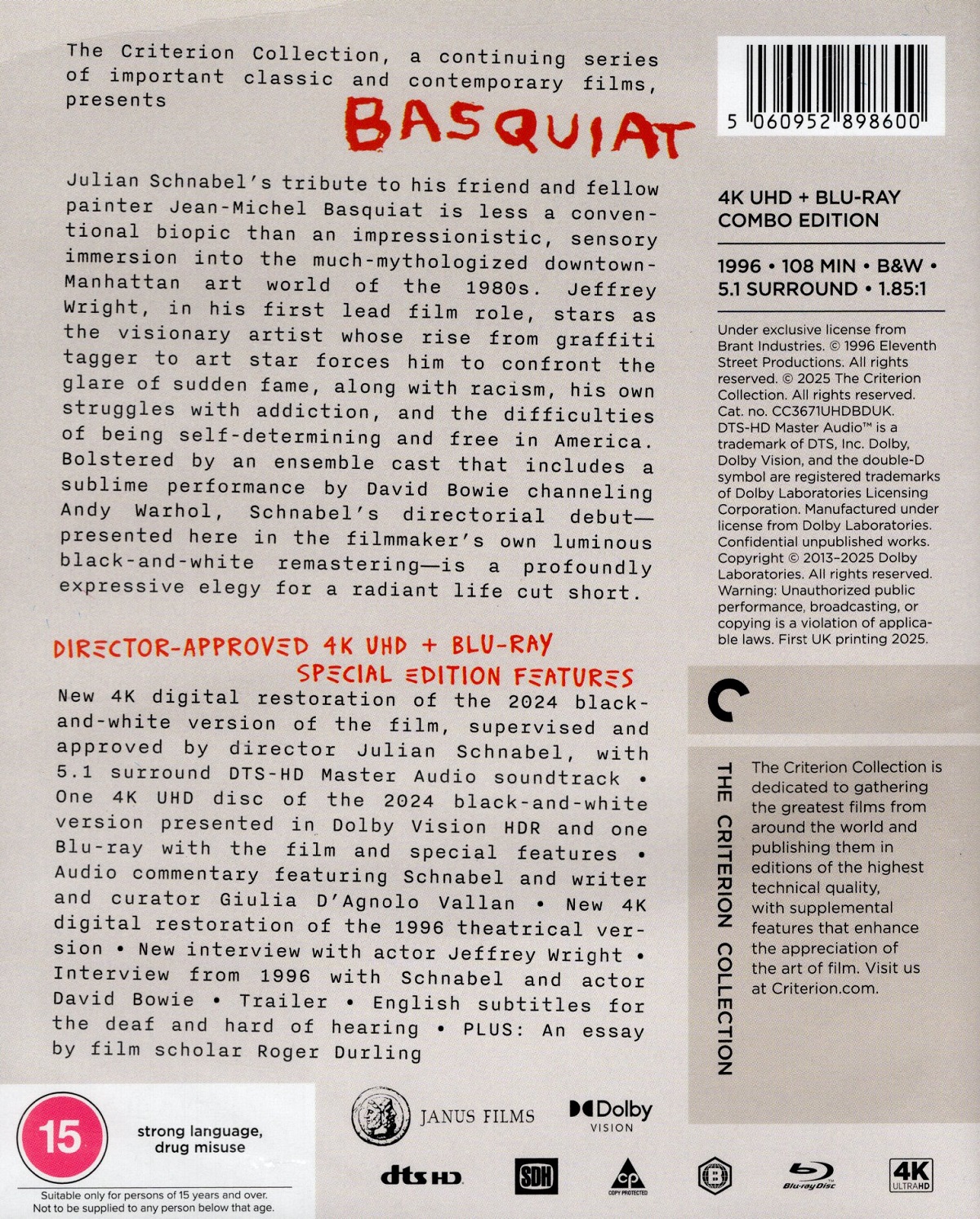 Basquiat (Criterion Collection) (ej svensk text) (4k Ultra HD + Blu-ray) - 2
