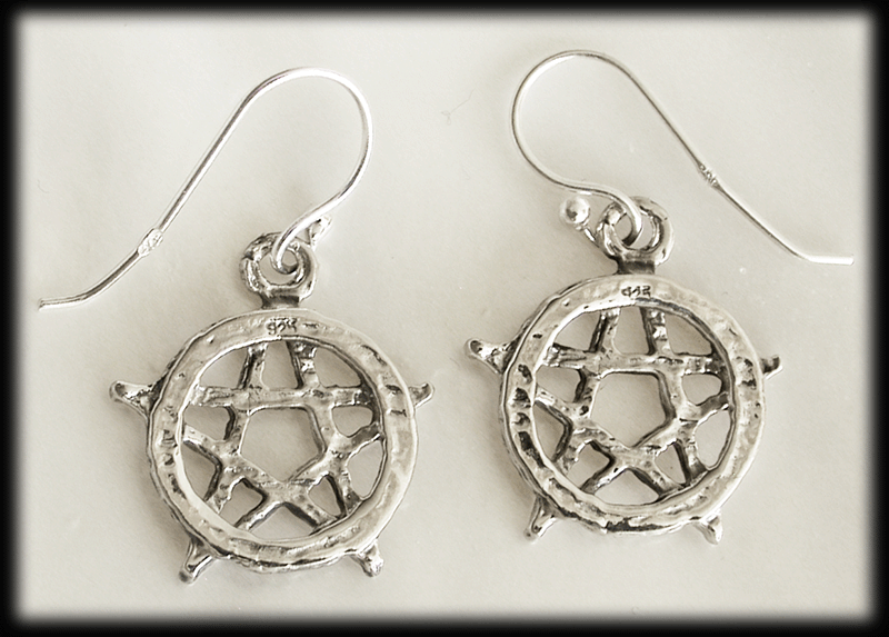 Rejäla Pentagram örhängen i silver. - 3
