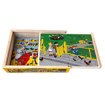 Pippi Longstocking 4 wooden puzzle in box