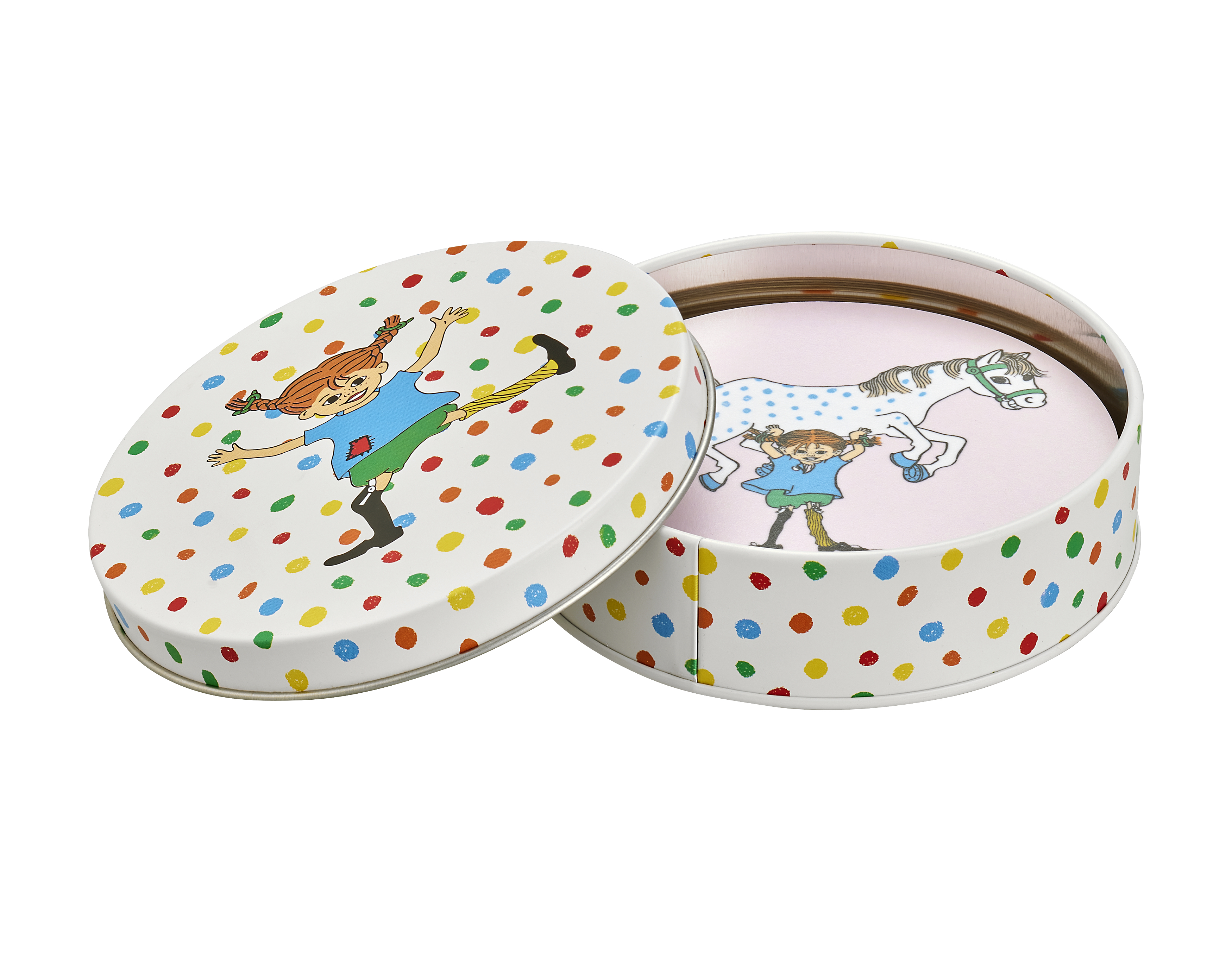 Pippi Långstrump Glasunderlägg - 4-Pack i fin plåtburk - 6