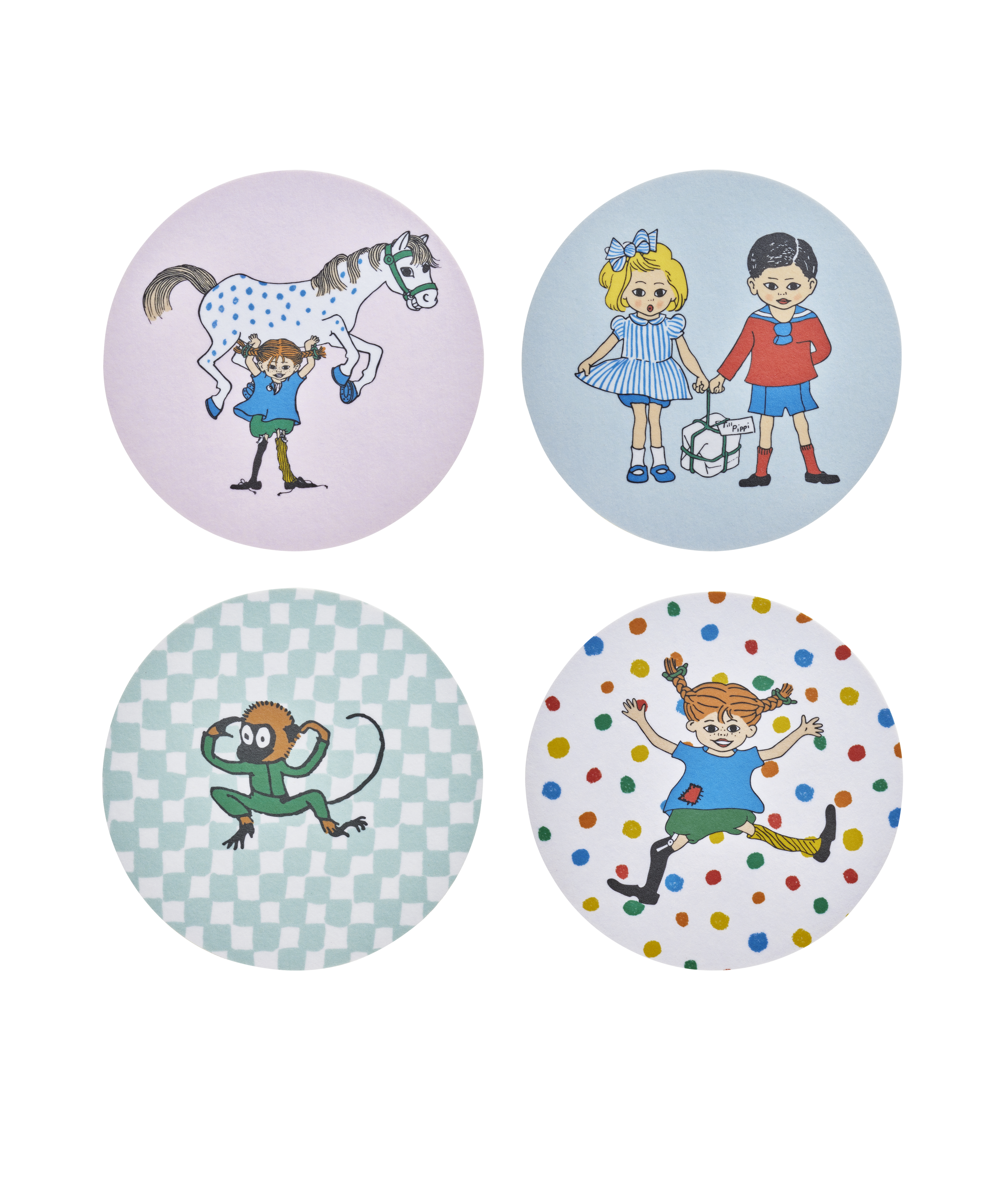 Pippi Långstrump Glasunderlägg - 4-Pack i fin plåtburk - 3