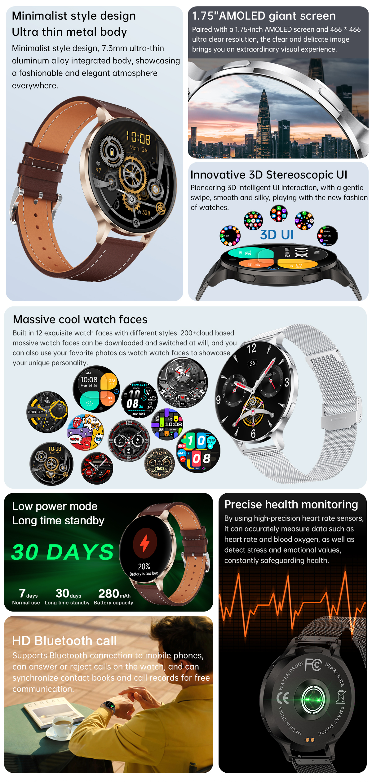 Philippe Palmer Smart Watch LP78 AMOLED Ultra Thin Gold - 31