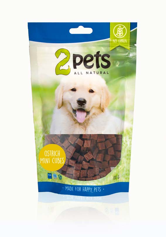 Hundgodis i minicubes av struts - 2pets 100g
