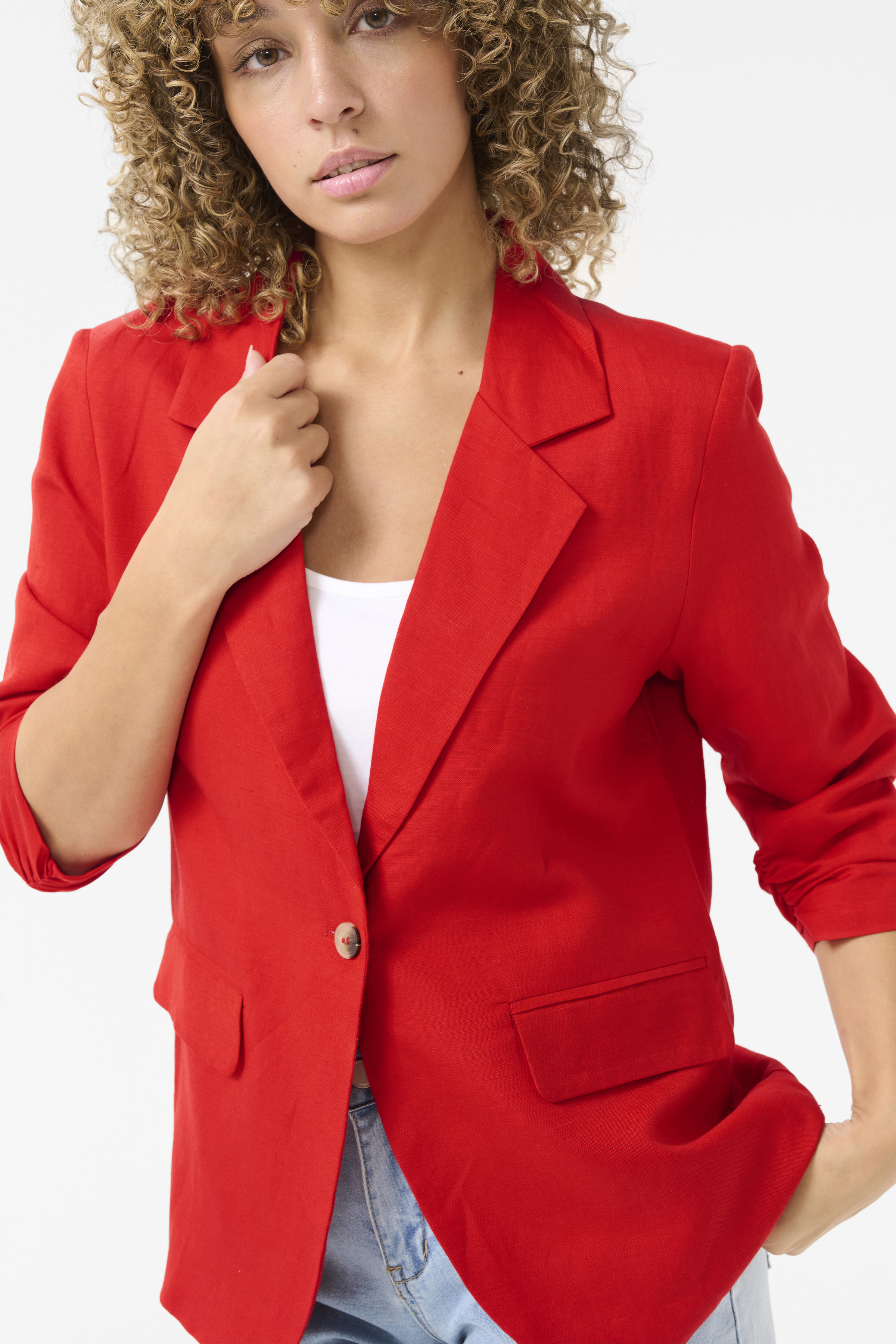 CRLinna Blazer  Flame Scarlet Röd Linnekavaj - 3
