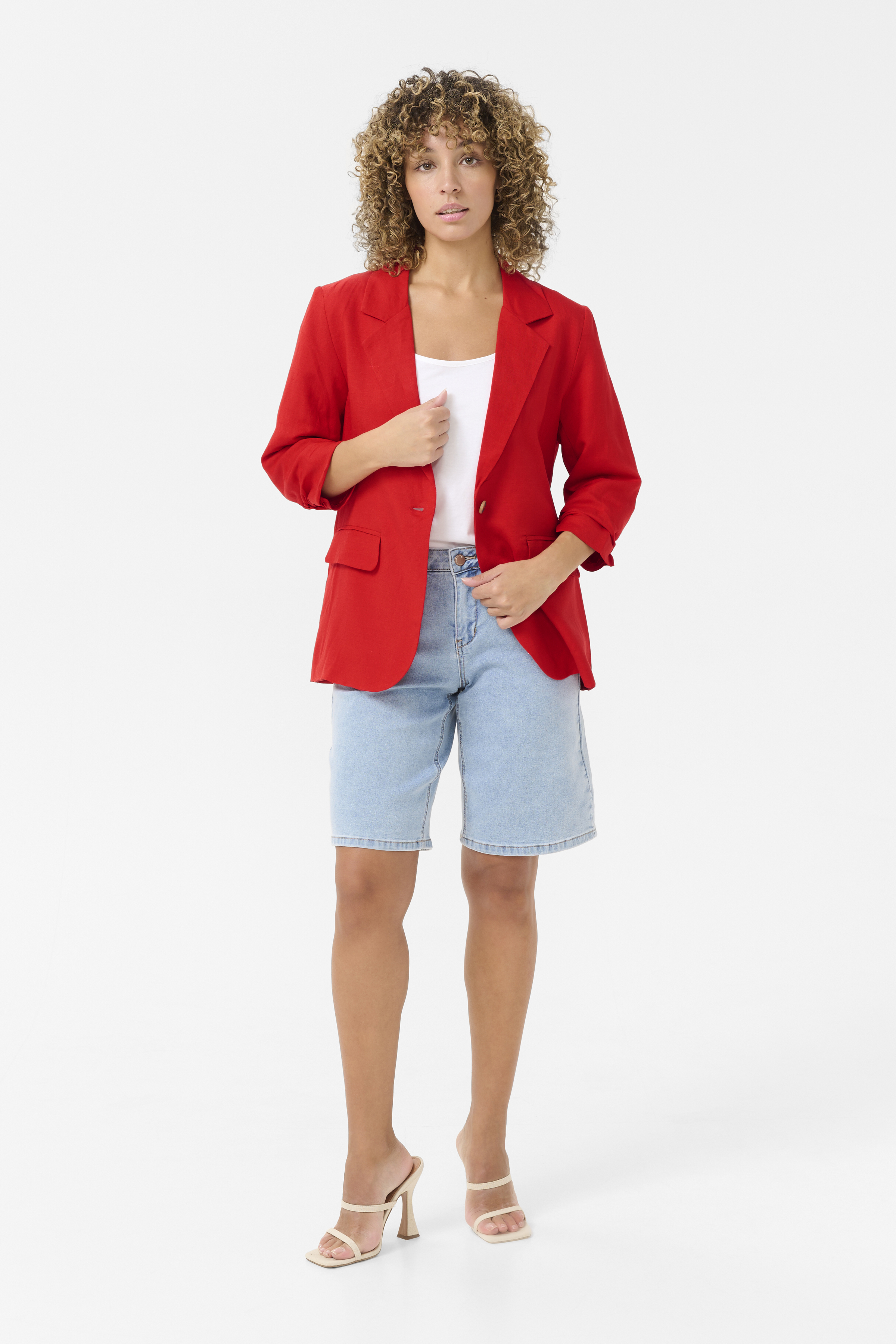 CRLinna Blazer  Flame Scarlet Röd Linnekavaj - 4