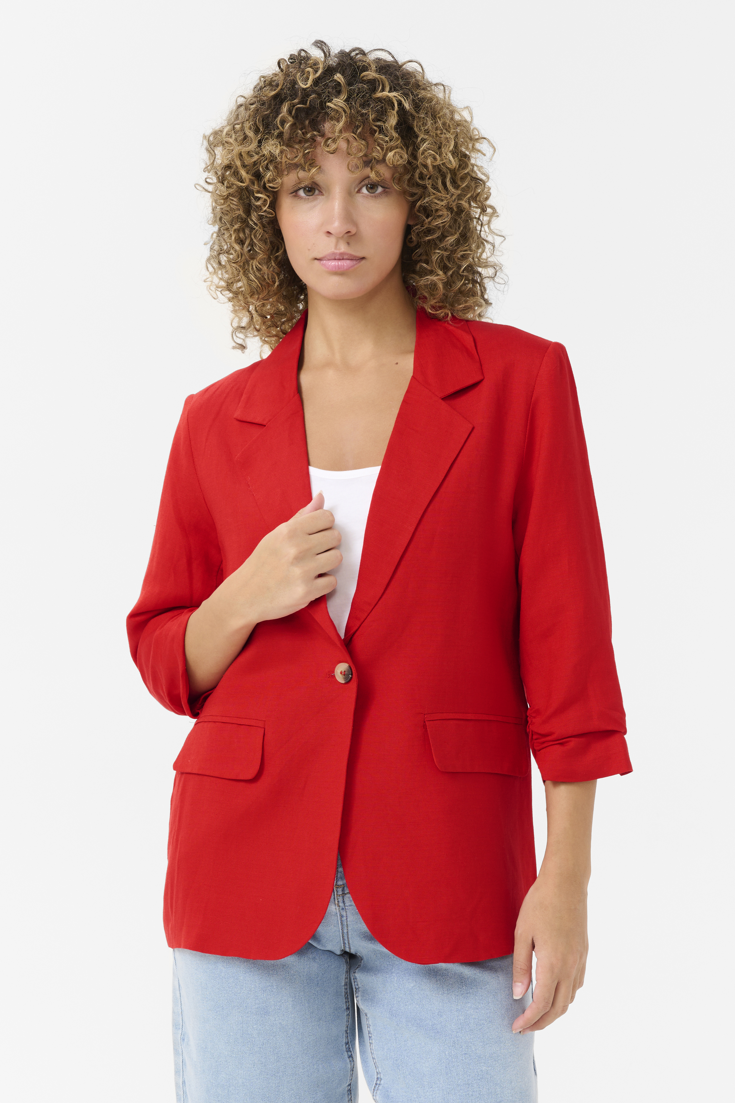 CRLinna Blazer  Flame Scarlet Röd Linnekavaj