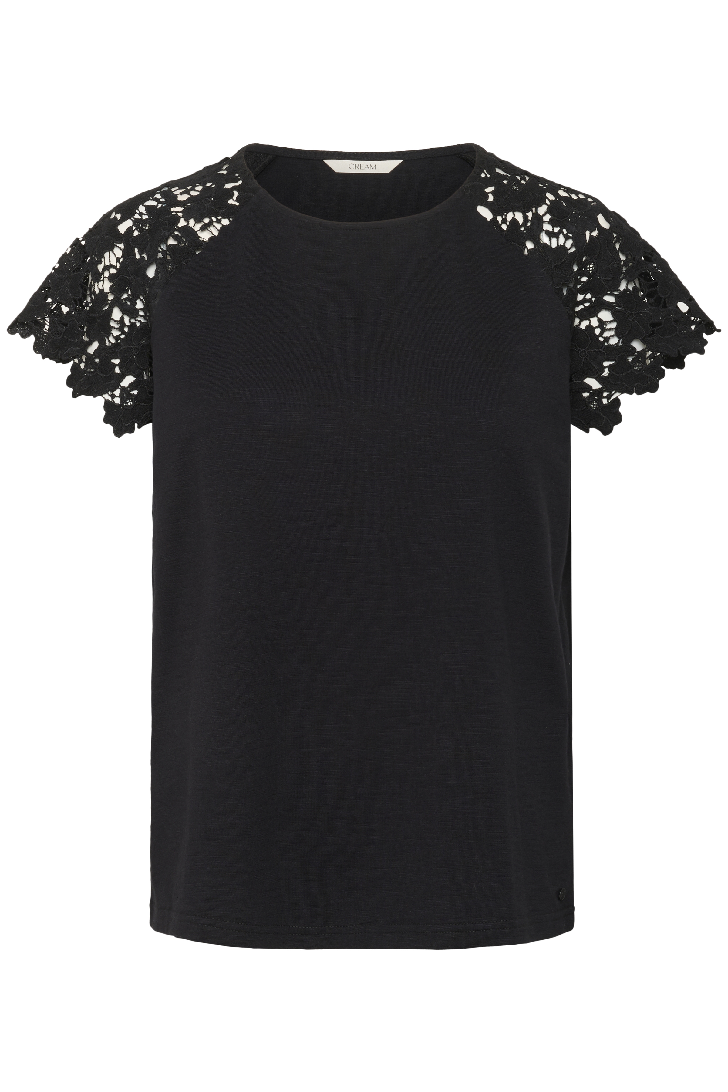 CRFin T-Shirt Svart top med kort spetsärm - 6