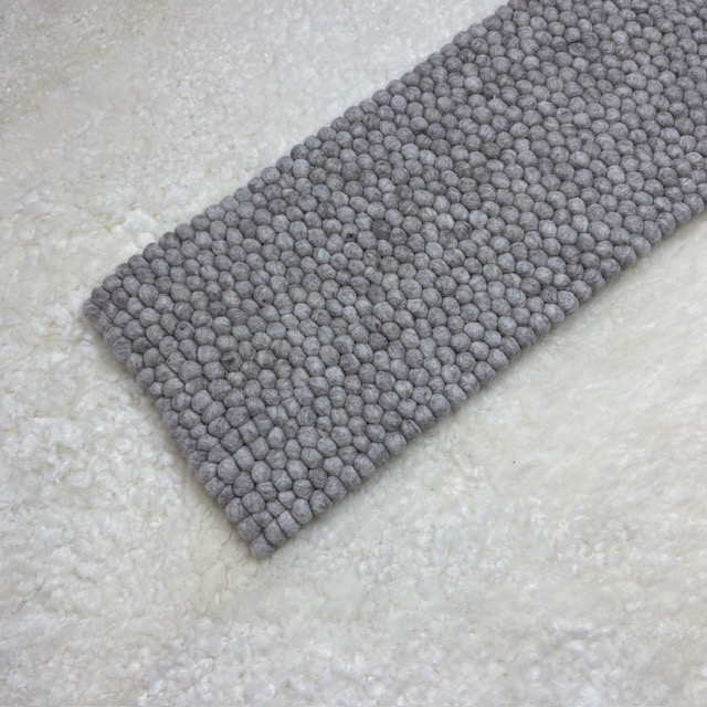 Wooldesign grytunderlägg & löpare av ullbollar, 20x90 cm, beige - 2