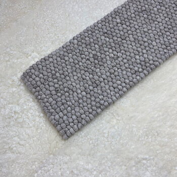 Wooldesign grytunderlägg & löpare av ullbollar, 20x90 cm, beige