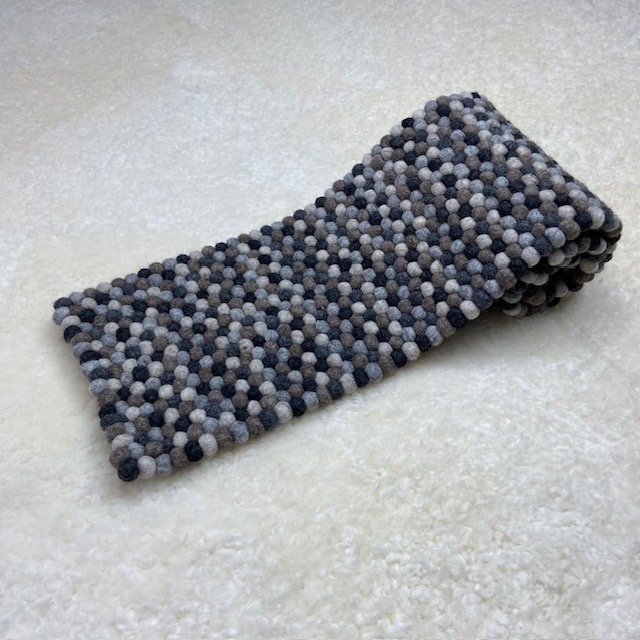 Wooldesign grytunderlägg & löpare av ullbollar, 20x90 cm, mix - 3