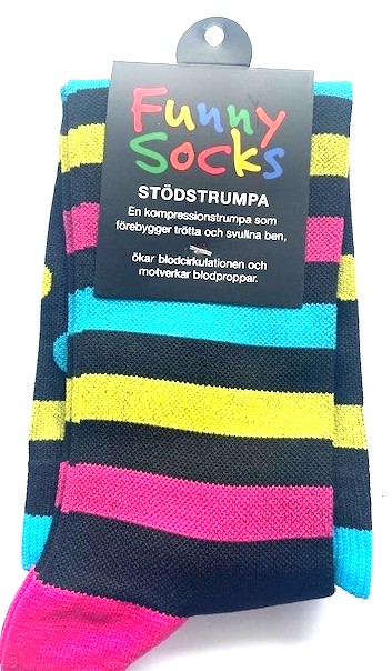 Stödstrumpa Randig/Prickar 39-45                 6-pack - 2