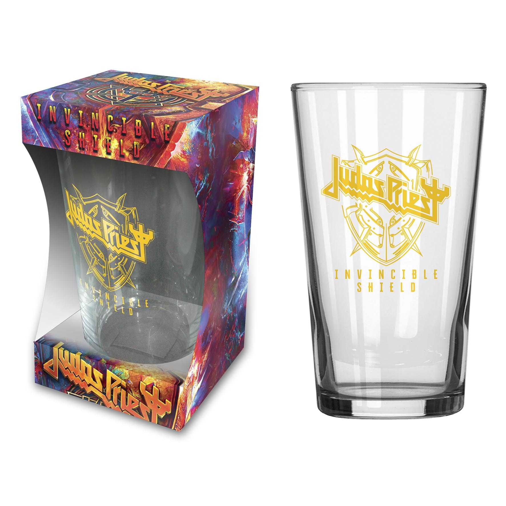 JUDAS PRIEST -  INVINCIBLE SHIELD - BEER GLASS (BOXED)