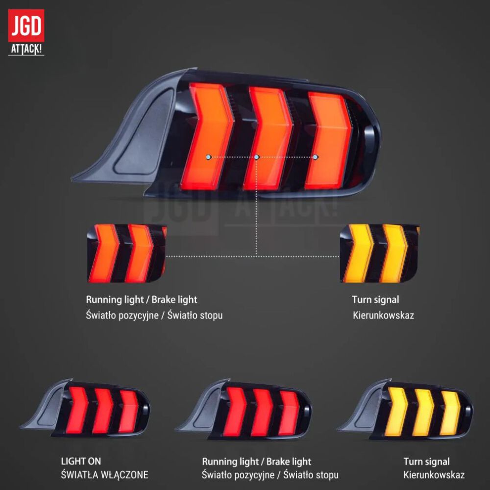 VLAND S650-Design Bakljus – Rökfärgade – Sats (FORD MUSTANG 2015–2023) - 5