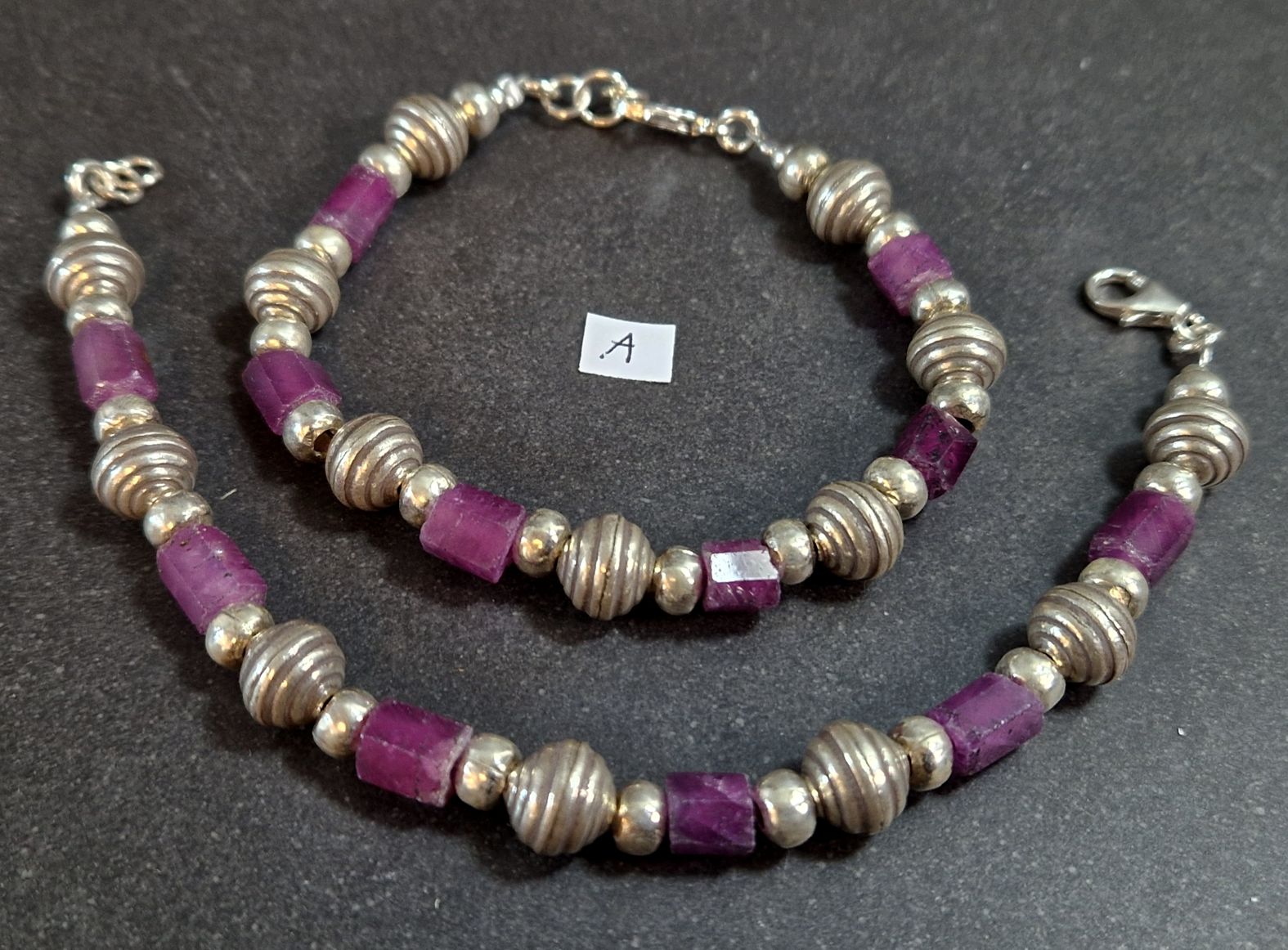 Rubin och Silver Armband  - 2