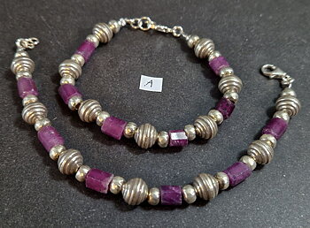 Rubin och Silver Armband 