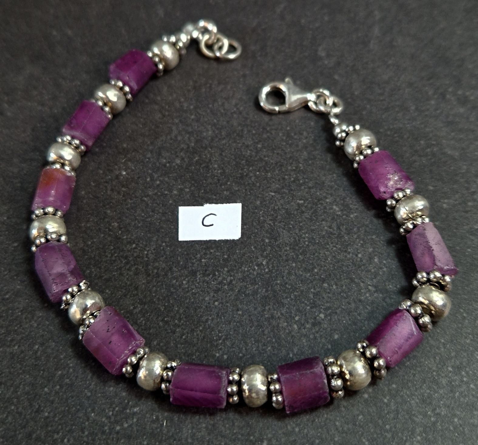 Rubin och Silver Armband  - 4