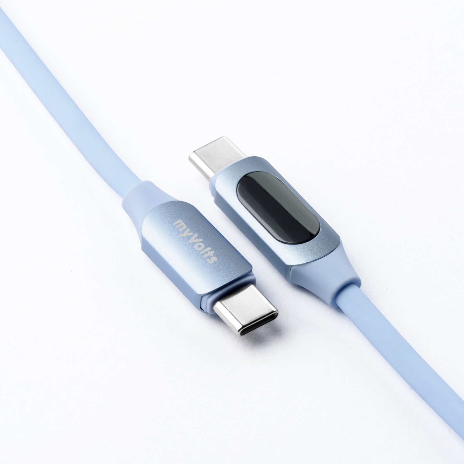 myVolts Step Up USB-C to USB-C PD Cable with LCD Power Meter, Sky Blue - 2