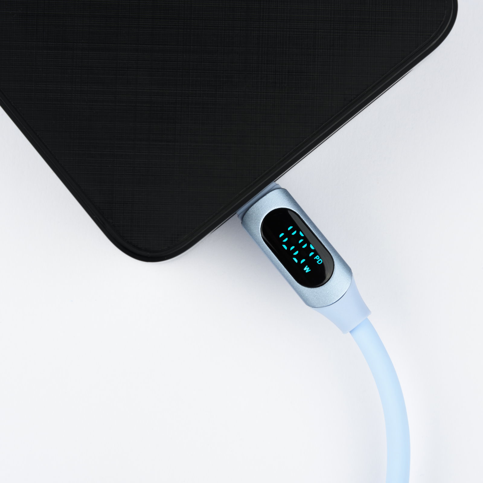 myVolts Step Up USB-C to USB-C PD Cable with LCD Power Meter, Sky Blue - 3
