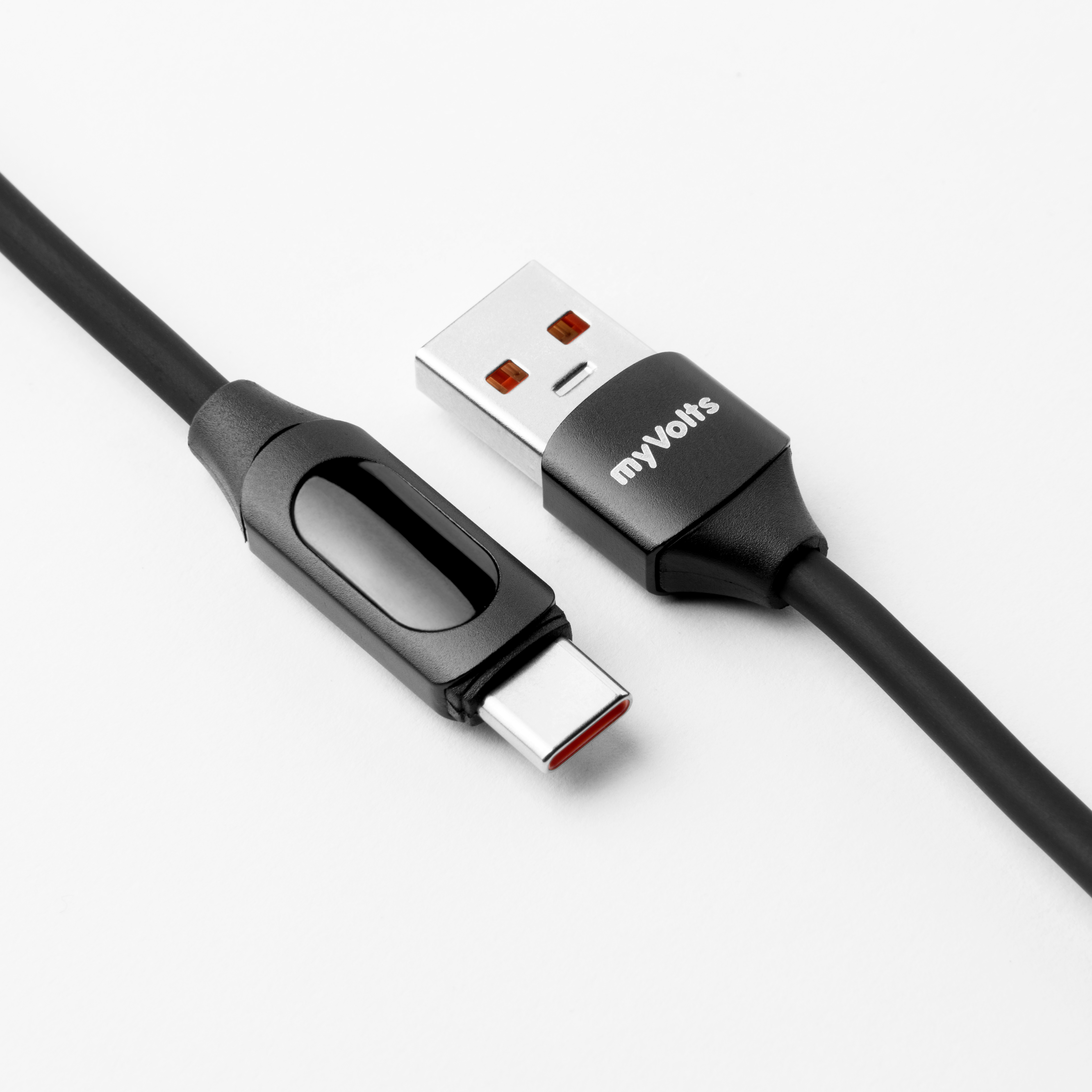 myVolts Step Up USB-A to USB-C PD Cable with LCD Power Meter, Liquorice Black - 2