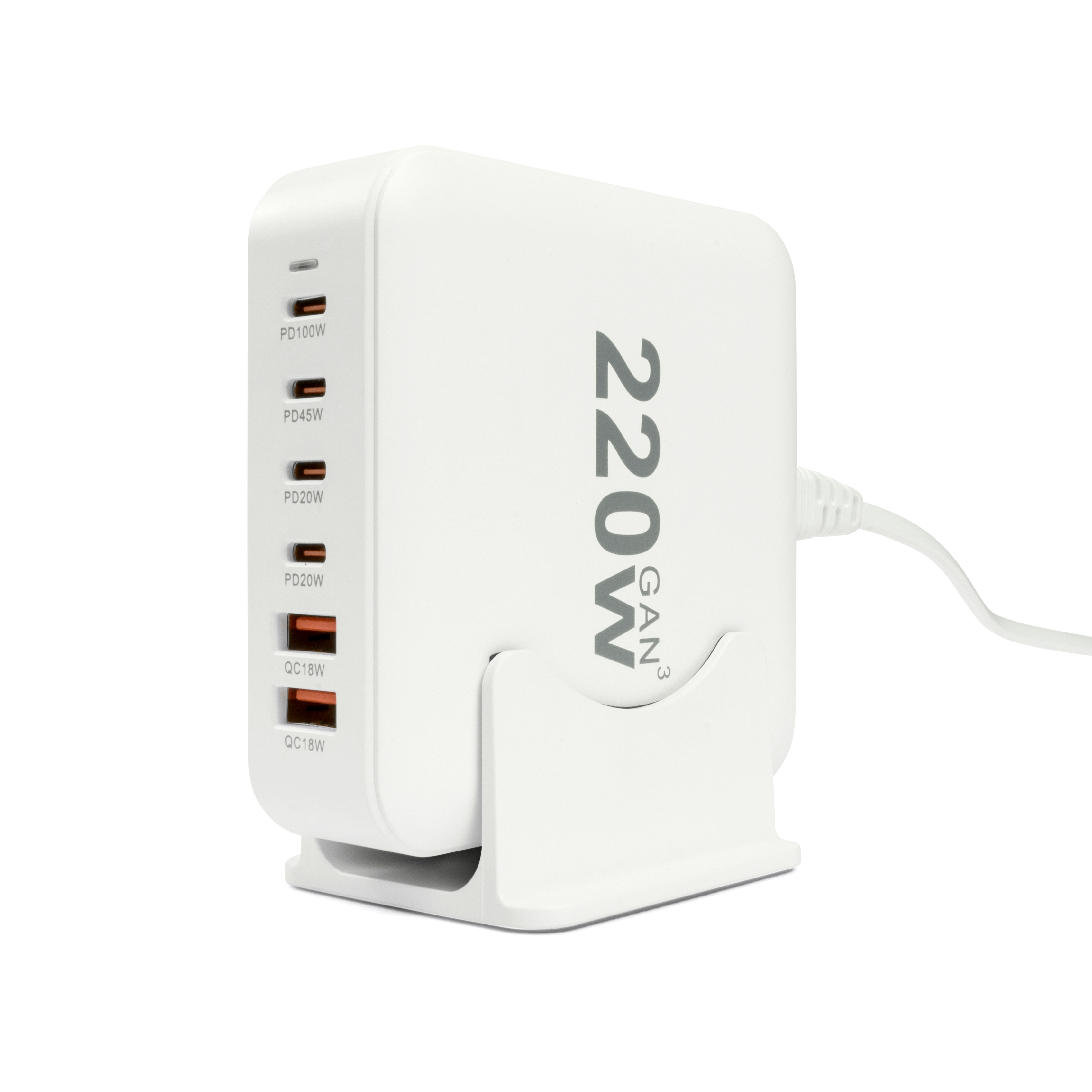 myVolts USB AC Power Hub 220W, 4 x USB-C PD outputs, 2 x USB-A QC outputs, with 2-pin EU wall plug - 3