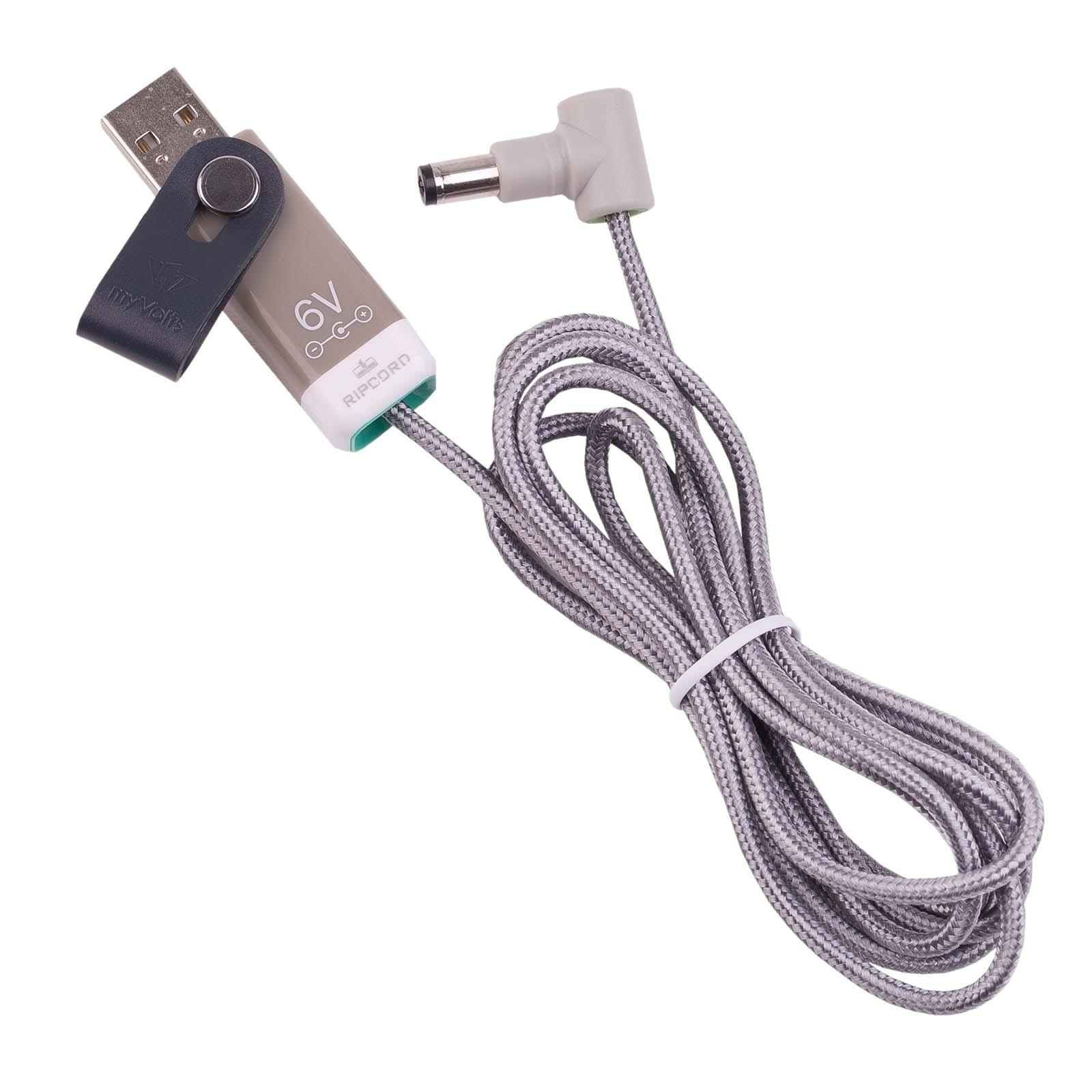 myVolts Ripcord USB to 6V DC power cable, centre positive polarity, tip size 5.5mm / 2.1mm