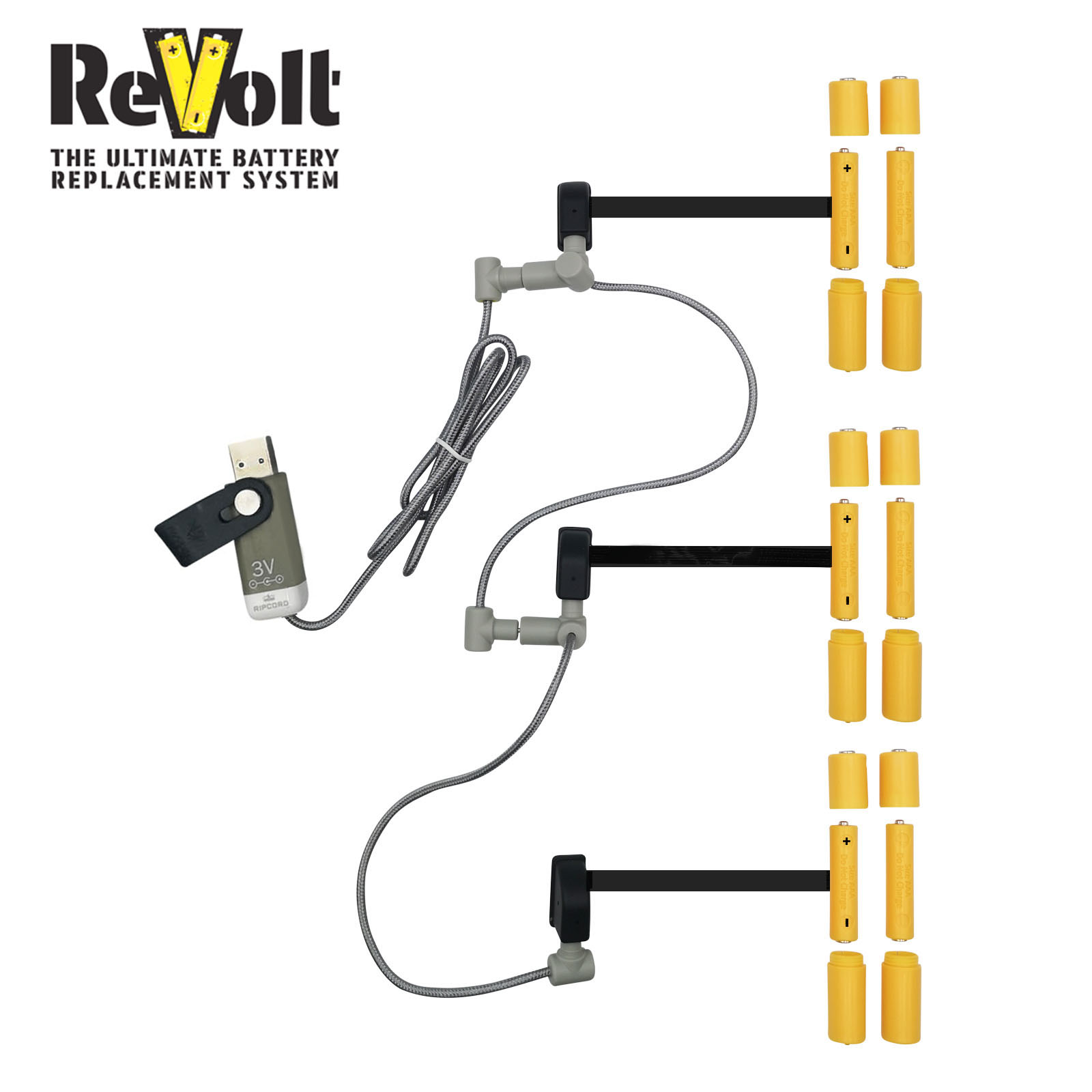 6 Battery ReVolt kit (power up to three devices that need 2 x AAA or 2 x AA batteries from USB)
