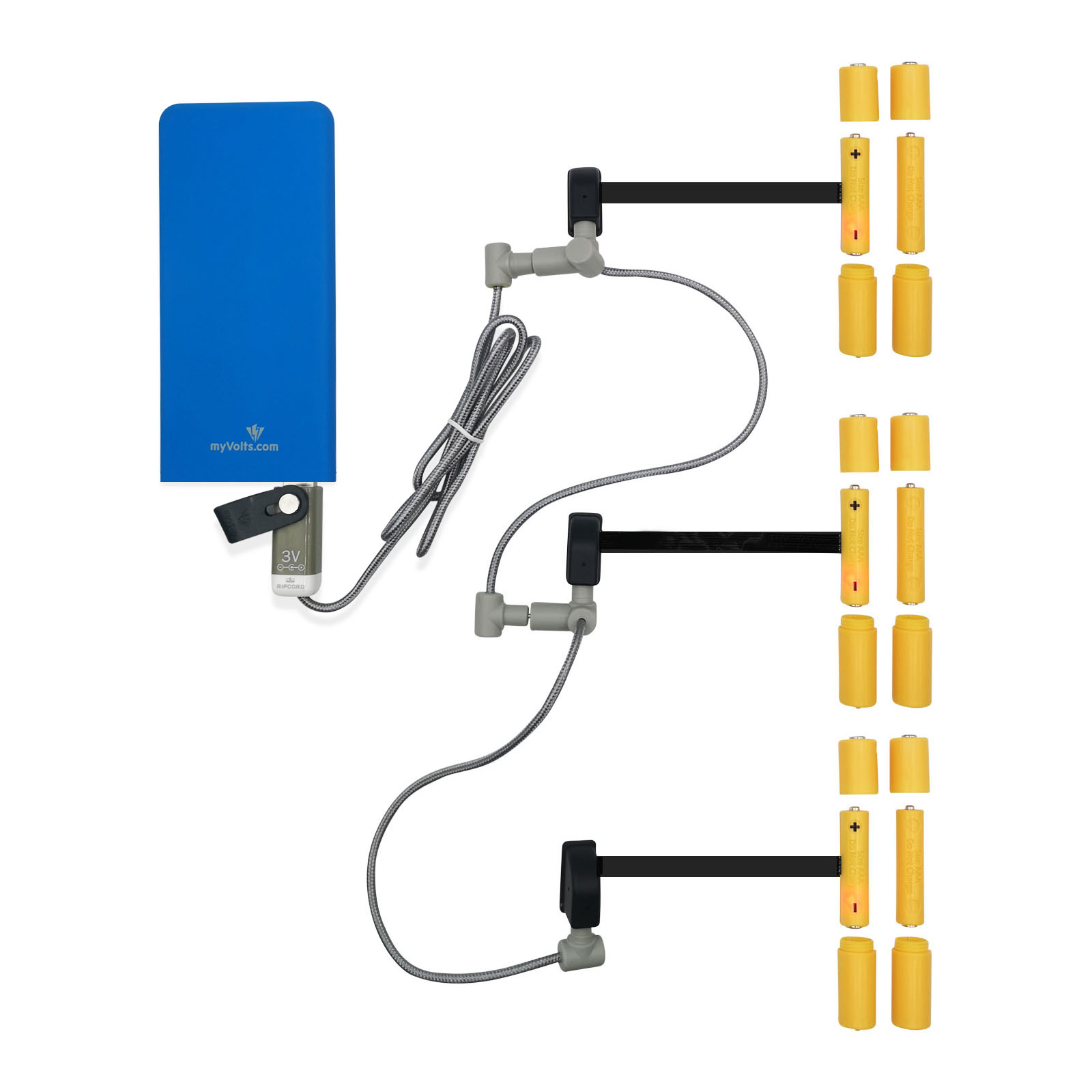 6 Battery ReVolt kit (power up to three devices that need 2 x AAA or 2 x AA batteries from USB) - 2
