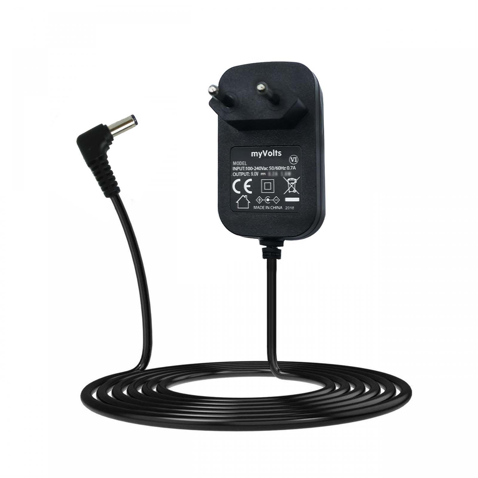 myVolts EU 9V DC 0.6A C-ve 2.1/2.5 x 5.5 x 12 angled tip