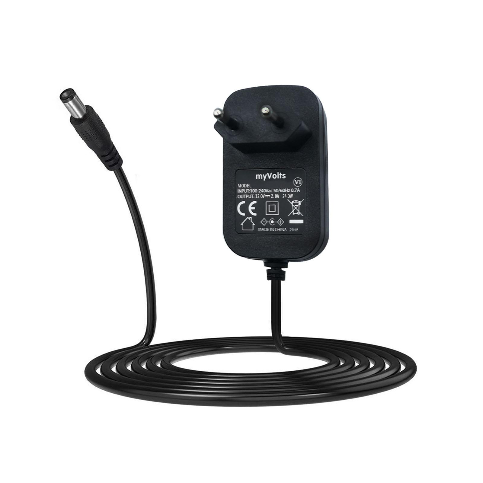 myVolts EU 12V DC 2A C+ve 2.5 x 5.5 x 12 straight tip