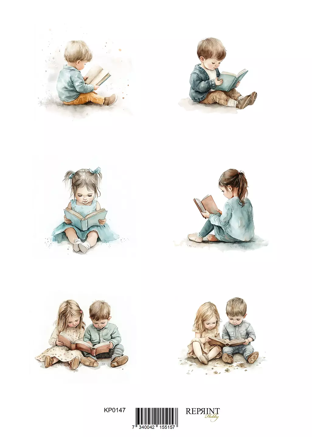 Reprint Klippark A4 0147 -Children reading 