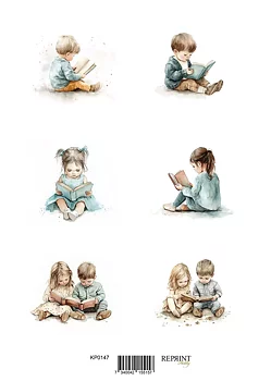 Reprint Klippark A4 0147 -Children reading 