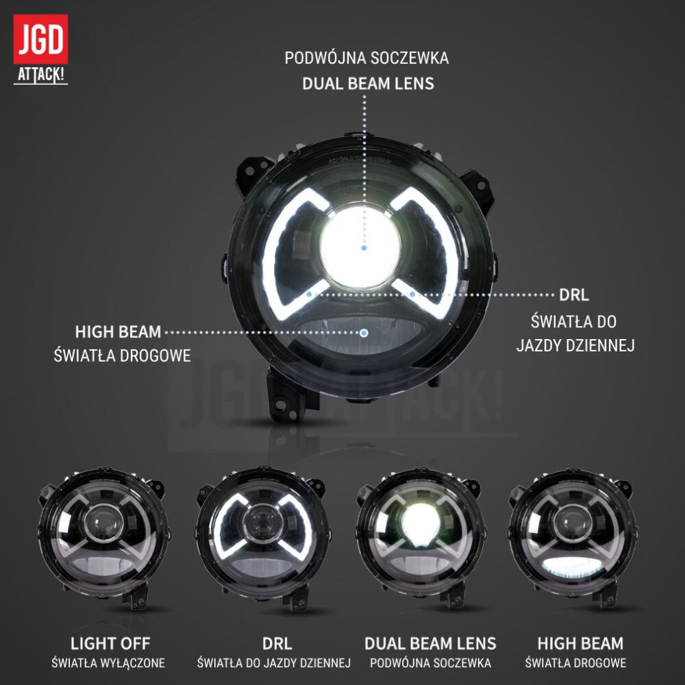 VLAND V1 Full-LED Strålkastare – Sats (WRANGLER JL 2018–2024) - 2