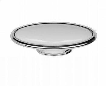 Stor oval knopp handtag vit retro antik stil silver blank chrome shabby chic lantlig stil
