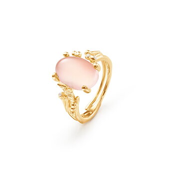 BoHo Ring Small 18k med rosakvarts