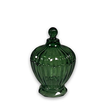 Oval glasskål med lock