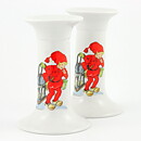 Two Candleholders with Christmas Decor from Rörstrand 13 cm (Tomtejul 1970s) 