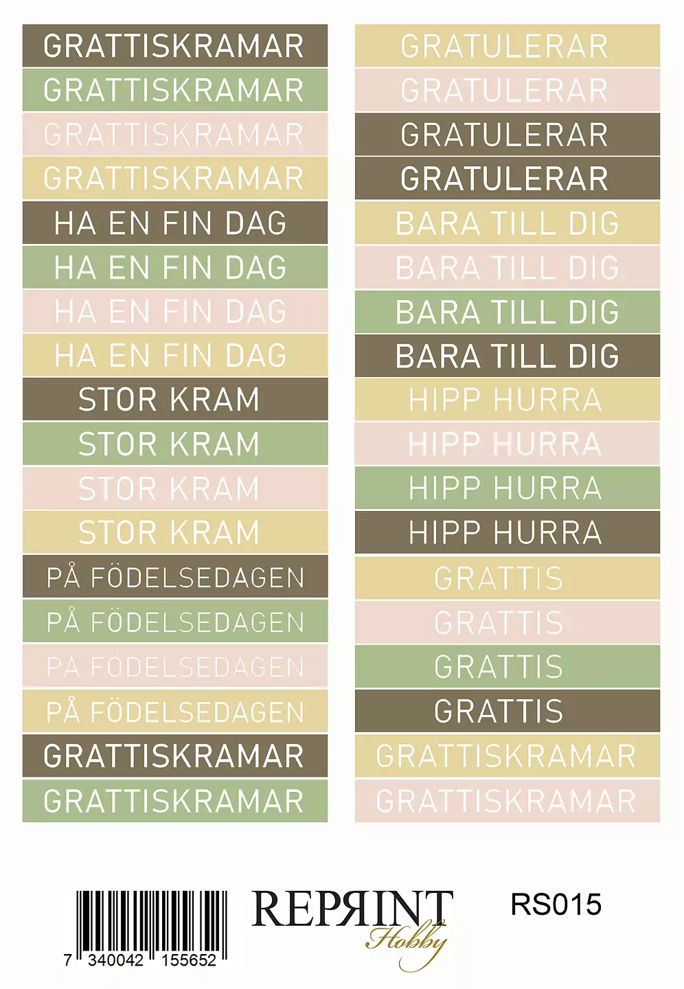 Reprint Stickers - Summer Collection - text svensk 11x16 cm