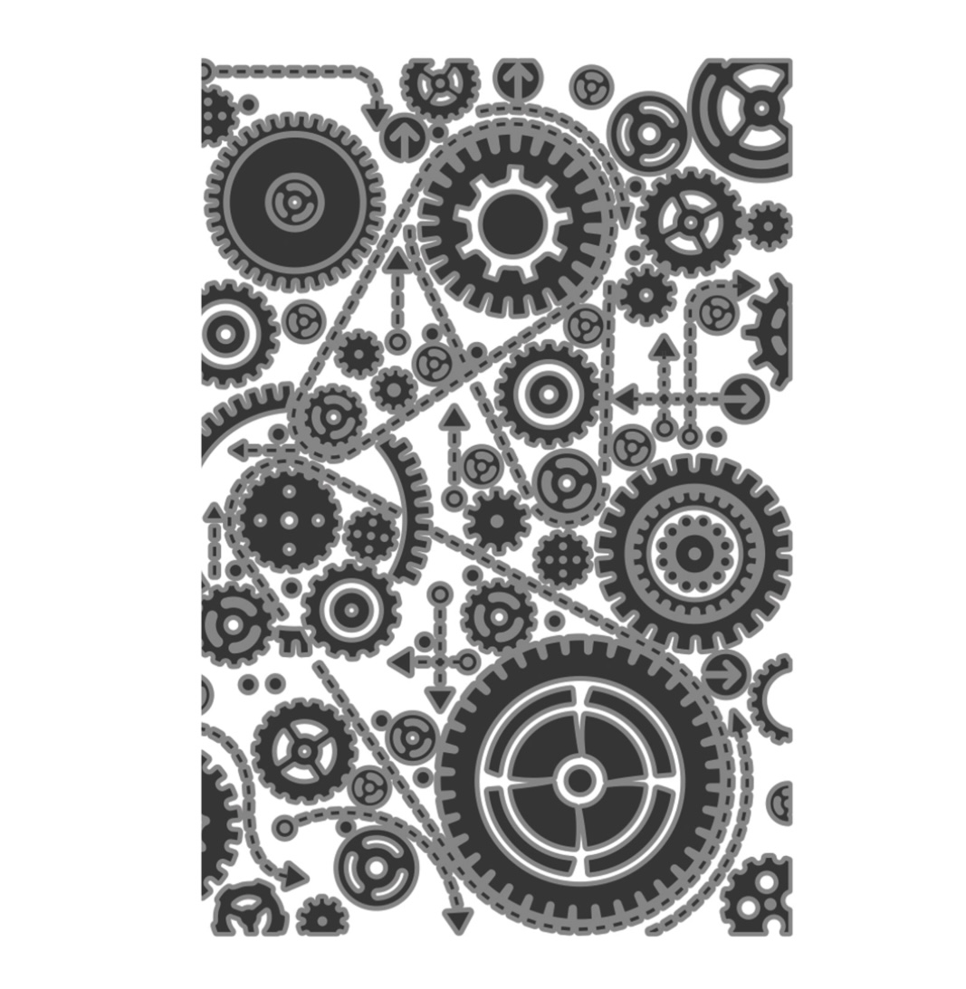  Sizzix Tim Holtz 3D Texture Fades Embossing Folder - Vault Gears 