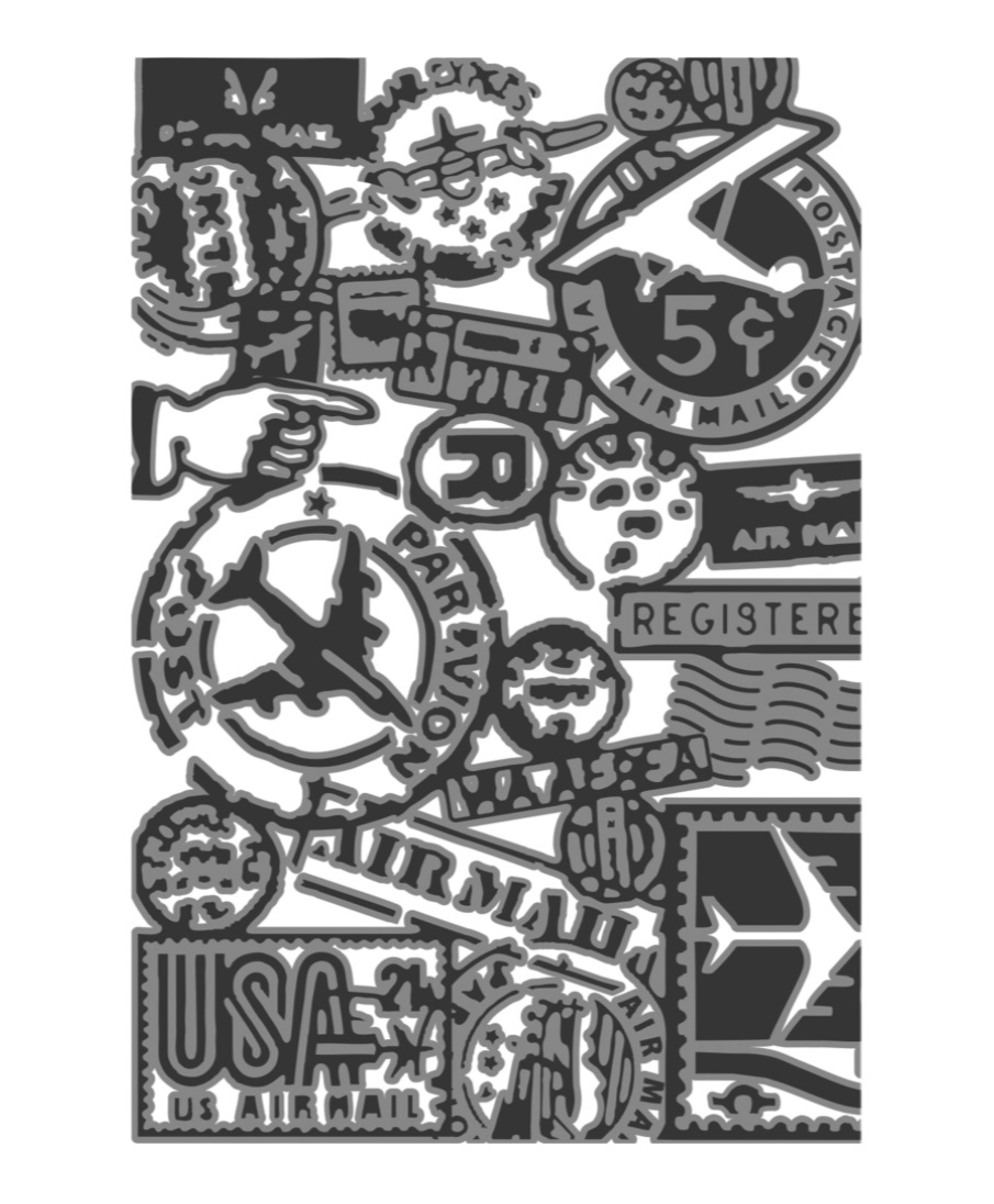  Sizzix Tim Holtz 3D Texture Fades Embossing Folder - Vault Airmail