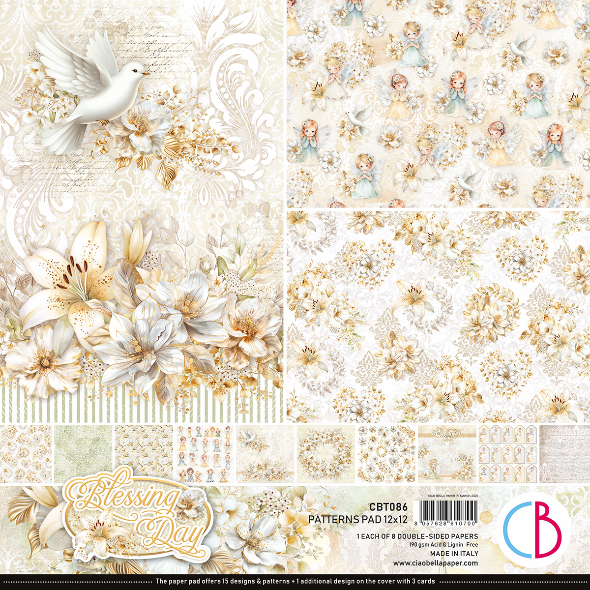 Ciao Bella Blessing Day - Patterns Paperpad 12"X12"  8/pkg