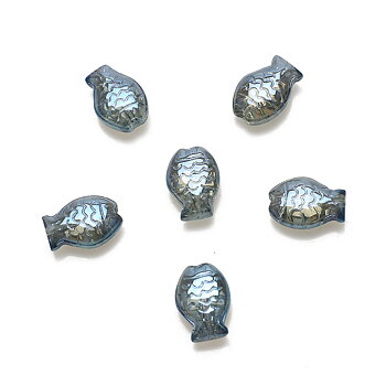 Gråblå glaspärlor i fiskform 14 mm, 10 st