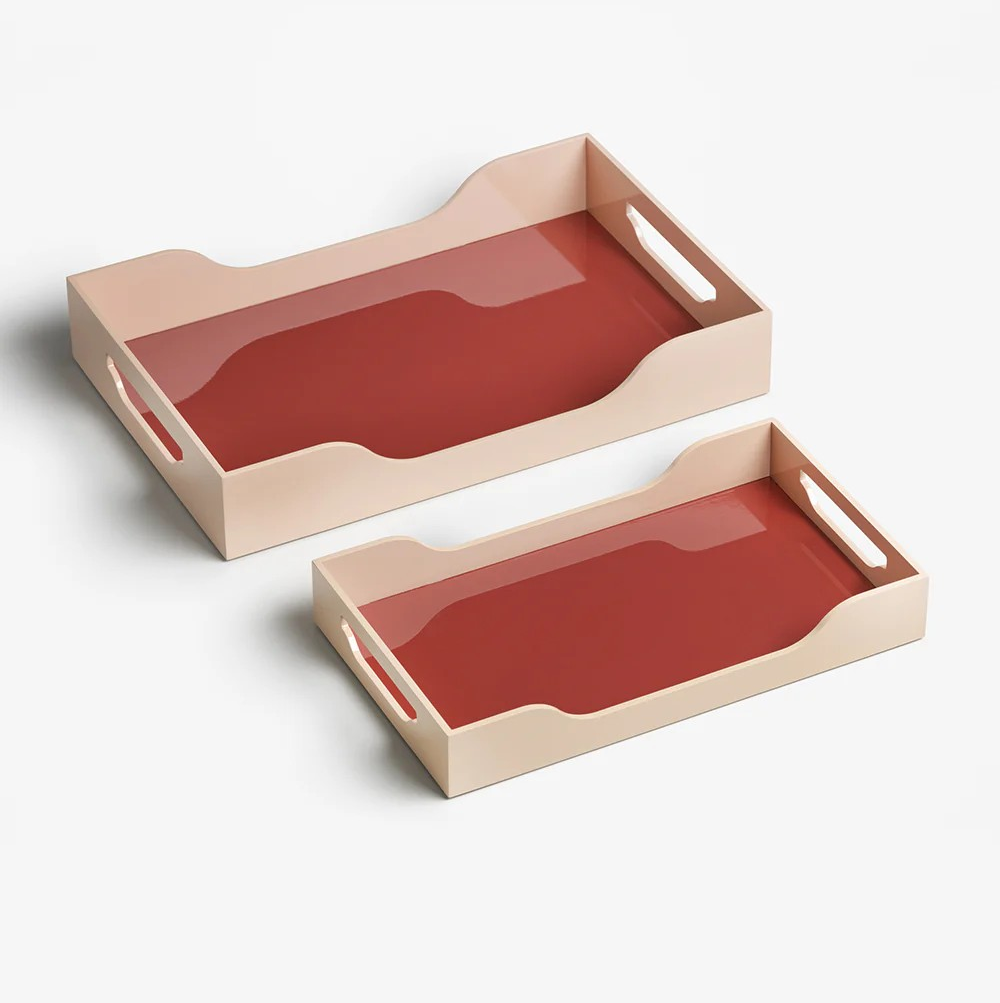 Lackerad bricka Maroon Pink  - 3