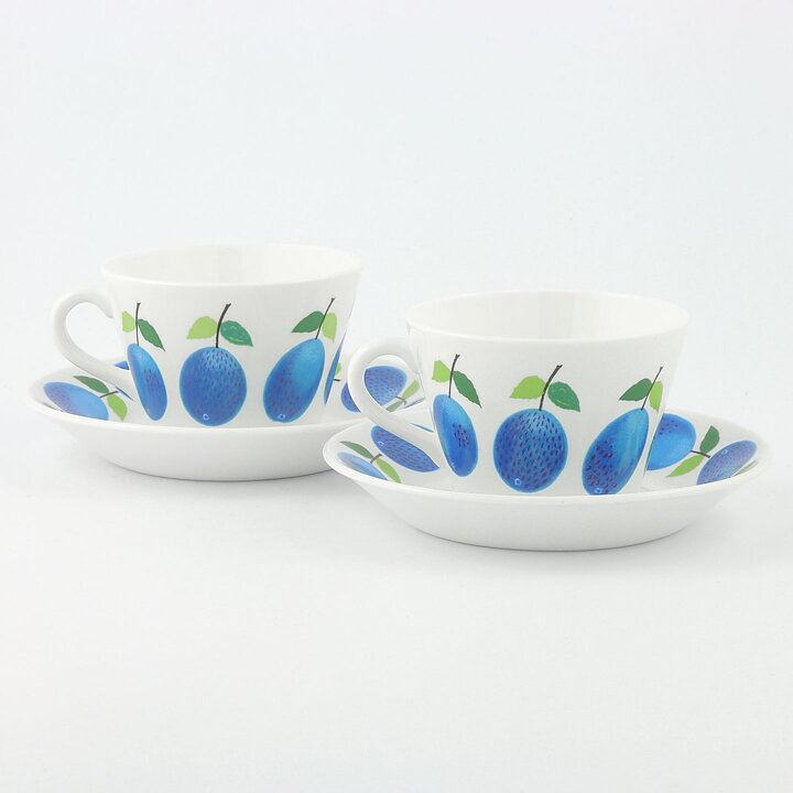 Stig Lindberg (Prunus 1962) Two Coffee Cups with Plum Decor 9 cm (8)