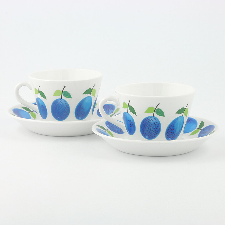 Stig Lindberg (Prunus 1962) Two Coffee Cups with Plum Decor 9 cm (8)