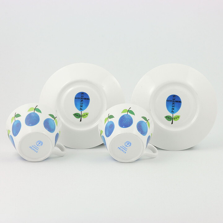 Stig Lindberg (Prunus 1962) Two Coffee Cups with Plum Decor 9 cm (8)